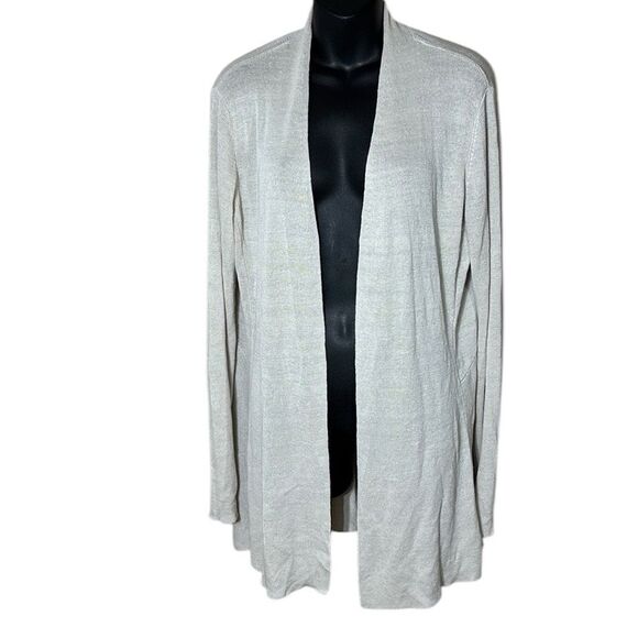 Eileen fisher women’s large knit long line open cardigan linen blend summer - Picture 1 of 5